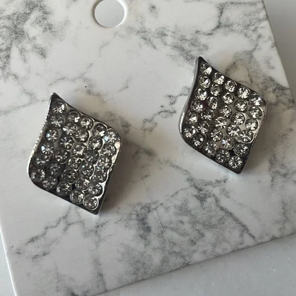 Silver Faux Diamond Earrings - Picture 2 of 2
